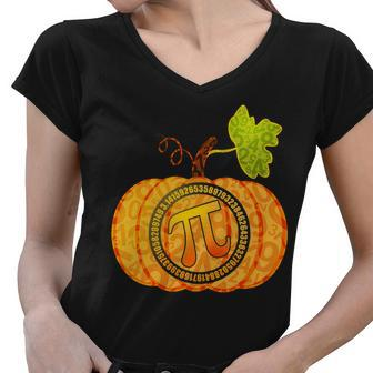 Fall Pumpkin Pi 314 Autumn Women V-Neck T-Shirt - Monsterry