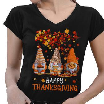 Fall Pumpkin Thanksgiving Fall Vibes Pumpkin Spice Thankful V3 Women V-Neck T-Shirt - Thegiftio UK