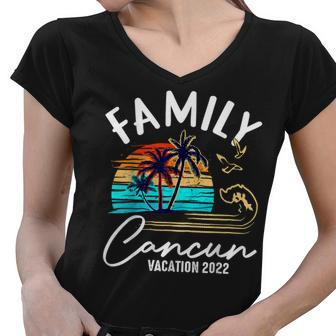 Family Cancun Vacation 2022 Family Matching Costume Women V-Neck T-Shirt - Thegiftio UK