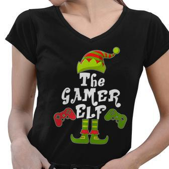 Family Matching Christmas The Gamer Elf Tshirt Women V-Neck T-Shirt - Monsterry UK