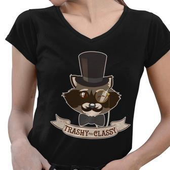 Fancy Trashy Classy Raccoon Graphic Design Printed Casual Daily Basic Women V-Neck T-Shirt - Thegiftio UK