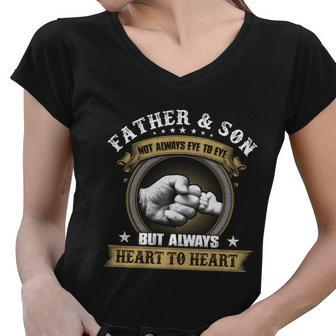 Father And Son Fathers Day Best Dad Ever Gift Graphic Design Printed Casual Daily Basic Women V-Neck T-Shirt - Thegiftio UK