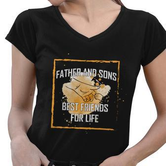 Father And Sons Best Friends For Life Fathers Day Gifts Graphic Design Printed Casual Daily Basic Women V-Neck T-Shirt - Thegiftio UK