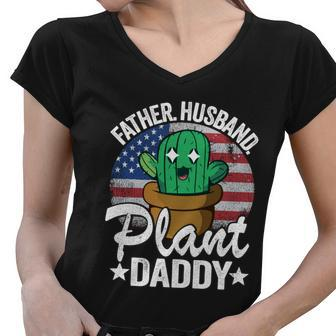 Father Husband Plant Daddy American Flag Gardener Plant Dad Gift V2 Women V-Neck T-Shirt - Thegiftio UK