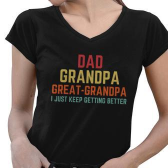 Fathers Day Gift From Grandkids Dad Grandpa Great Grandpa Gift Women V-Neck T-Shirt - Monsterry UK