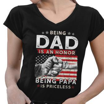 Fathers Day Shirt For Dad An Honor Being Papa Is Priceless Women V-Neck T-Shirt - Monsterry AU