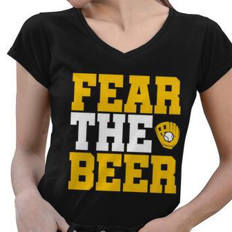 Fear The Beer Milwaukee Baseball Tshirt Women V-Neck T-Shirt - Monsterry