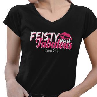 Feisty And Fabulous Since 1962 60Th Birthday Tshirt Women V-Neck T-Shirt - Monsterry UK