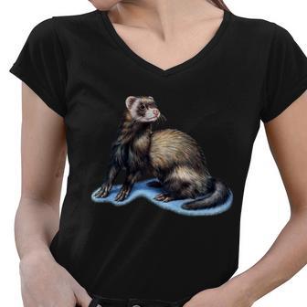 Ferret Wildlife Women V-Neck T-Shirt - Monsterry UK