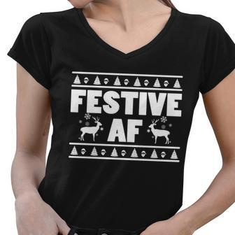 Festive Af Christmas Women V-Neck T-Shirt - Monsterry UK