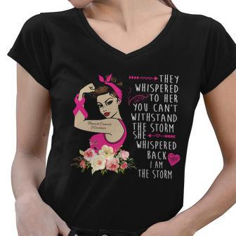 Fight Breast Cancer Quote Messy Bun Tshirt Women V-Neck T-Shirt - Monsterry DE