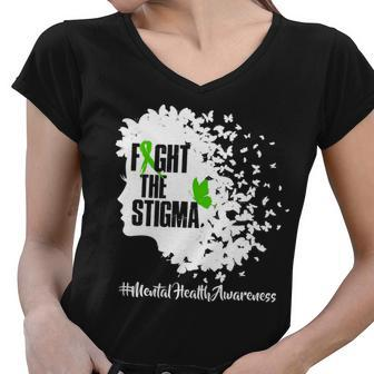 Fight The Stigma Butterflies Mental Health Women V-Neck T-Shirt - Monsterry AU