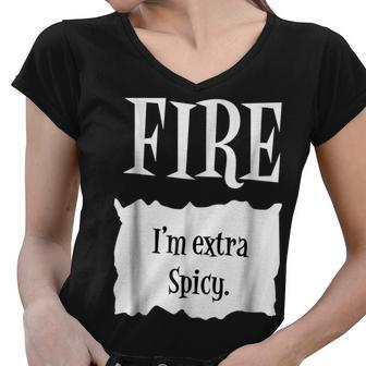 Fire - Hot Packet Halloween Taco Costume Women V-Neck T-Shirt - Thegiftio UK
