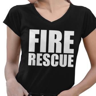 Fire Rescue Tshirt Women V-Neck T-Shirt - Monsterry