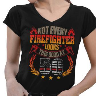 Firefighter Funny Firefighter 50Th Birthday Gift Vintage Gift V2 Women V-Neck T-Shirt - Seseable