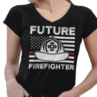 Firefighter Future Firefighter Fireman Clossing Women V-Neck T-Shirt - Seseable
