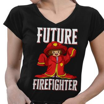 Firefighter Future Firefighter For Young Girls V2 Women V-Neck T-Shirt - Seseable