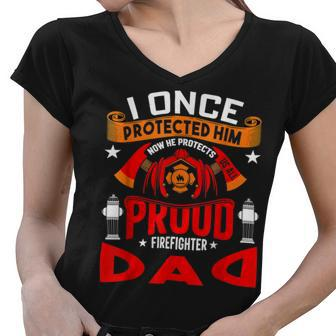Firefighter Proud Firefighter Dad V2 Women V-Neck T-Shirt - Seseable