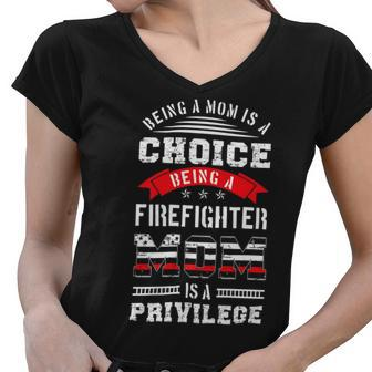 Firefighter Proud Firefighter Mom Fireman Mother Women V-Neck T-Shirt | Seseable UK