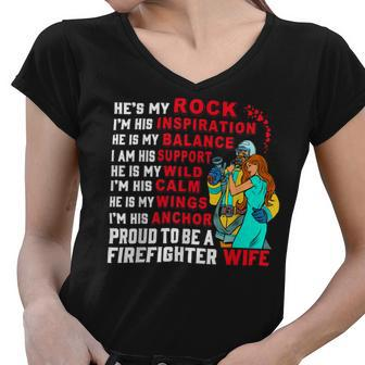 Firefighter Proud To Be A Firefighter Wife Fathers Day Women V-Neck T-Shirt - Seseable