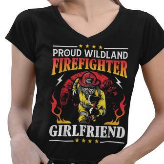 Firefighter Proud Wildland Firefighter Girlfriend Gift V2 Women V-Neck T-Shirt - Seseable