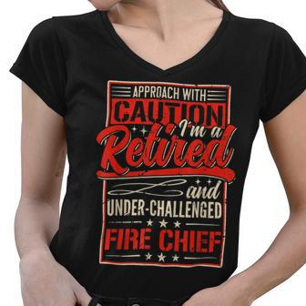Firefighter Retired Fire Chief Firefighter Retirement 2022 Dad Grandpa V2 Women V-Neck T-Shirt - Seseable