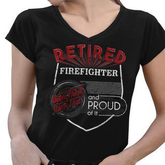 Firefighter Retired Firefighter Firefighter Retirement Gift Women V-Neck T-Shirt - Seseable