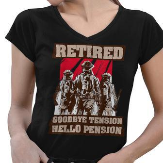 Firefighter Retired Fireman Retirement Plan Funny Firefighter Women V-Neck T-Shirt - Seseable