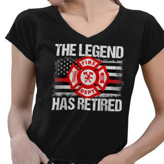 Firefighter The Legend Has Retired Firefighter Retirement Party Women V-Neck T-Shirt | Seseable UK