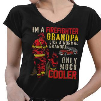 Firefighter Vintage Im A Firefighter Grandpa Definition Much Cooler Women V-Neck T-Shirt - Seseable