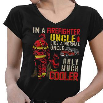Firefighter Vintage Im A Firefighter Uncle Definition Much Cooler Women V-Neck T-Shirt - Seseable