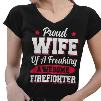Firefighter Volunteer Fireman Firefighter Wife Women V-Neck T-Shirt - Seseable