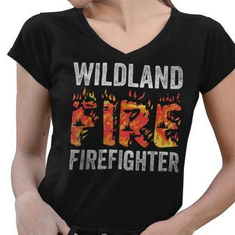 Firefighter Wildland Fire Rescue Department Firefighters Firemen V2 Women V-Neck T-Shirt - Seseable