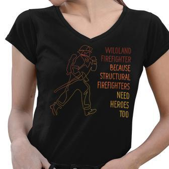 Firefighter Wildland Firefighter Smokejumper Fire Eater Women V-Neck T-Shirt - Seseable