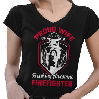 Firefighter Wildland Fireman Volunteer Firefighter Wife Fire Department V2 Women V-Neck T-Shirt - Seseable