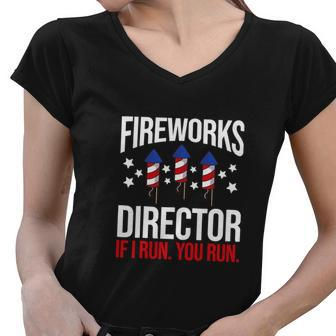 Firework Director Technician I Run You Run V2 Women V-Neck T-Shirt - Monsterry