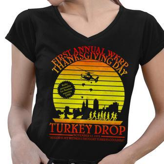 First Annual Wkrp Thanksgiving Day Turkey Drop Retro Tshirt Women V-Neck T-Shirt - Monsterry AU