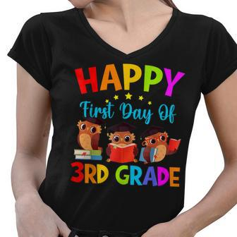 First Day Of 3Rd Grade Teacher Cute Owls Third Grade Teacher Women V-Neck T-Shirt - Thegiftio UK