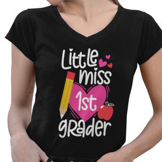 First Day Of School Little Miss 1St Grader Girls Gift Women V-Neck T-Shirt - Monsterry AU