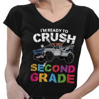First Day Of School Ready To Crush 2Nd Grade Back To School Women V-Neck T-Shirt - Monsterry DE