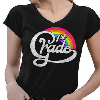 First Grade Rainbow Girls Boys Teacher Team 1St Grade Squad V2 Women V-Neck T-Shirt - Seseable