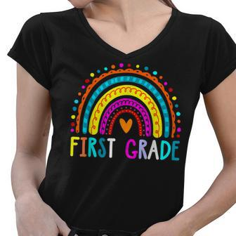First Grade Rainbow Girls Boys Teacher Team 1St Grade Squad V3 Women V-Neck T-Shirt - Seseable