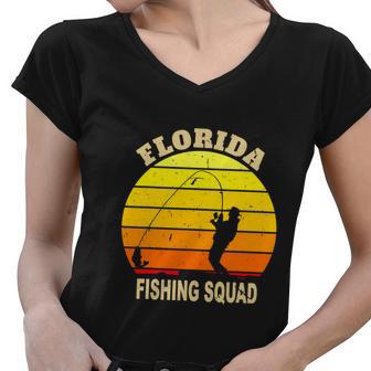 Florida Fishing Squad For Deep Sea Funny Fisherman Women V-Neck T-Shirt - Monsterry UK