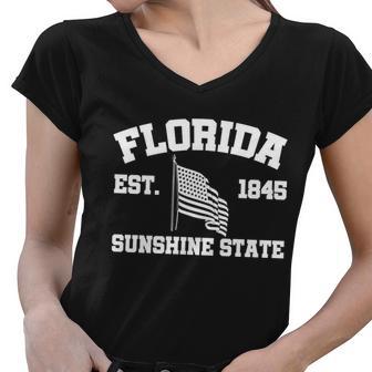 Florida The Sunshine State Est Women V-Neck T-Shirt - Monsterry UK