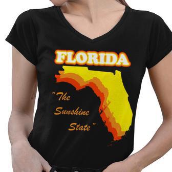 Florida The Sunshine State Women V-Neck T-Shirt - Monsterry DE