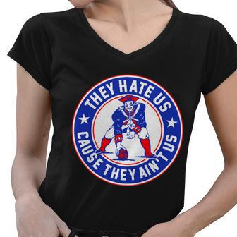 Football Champions They Hate Us Cause They Aint Us New England Tshirt Women V-Neck T-Shirt - Monsterry CA