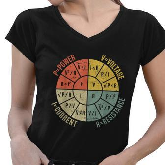 Formula Wheel Electrical Engineering Electricity Ohms Law Women V-Neck T-Shirt - Monsterry AU