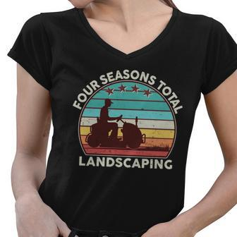 Four Season Total Landscaping Vintage Style Colors Women V-Neck T-Shirt - Monsterry