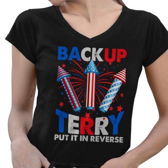 Fouth 4Th Of July Back Up Terry Put It In Reverse Women V-Neck T-Shirt - Monsterry DE