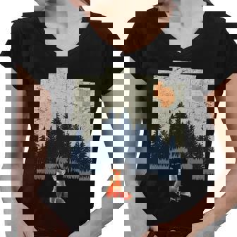 Fox Distorted Forrest Women V-Neck T-Shirt - Monsterry